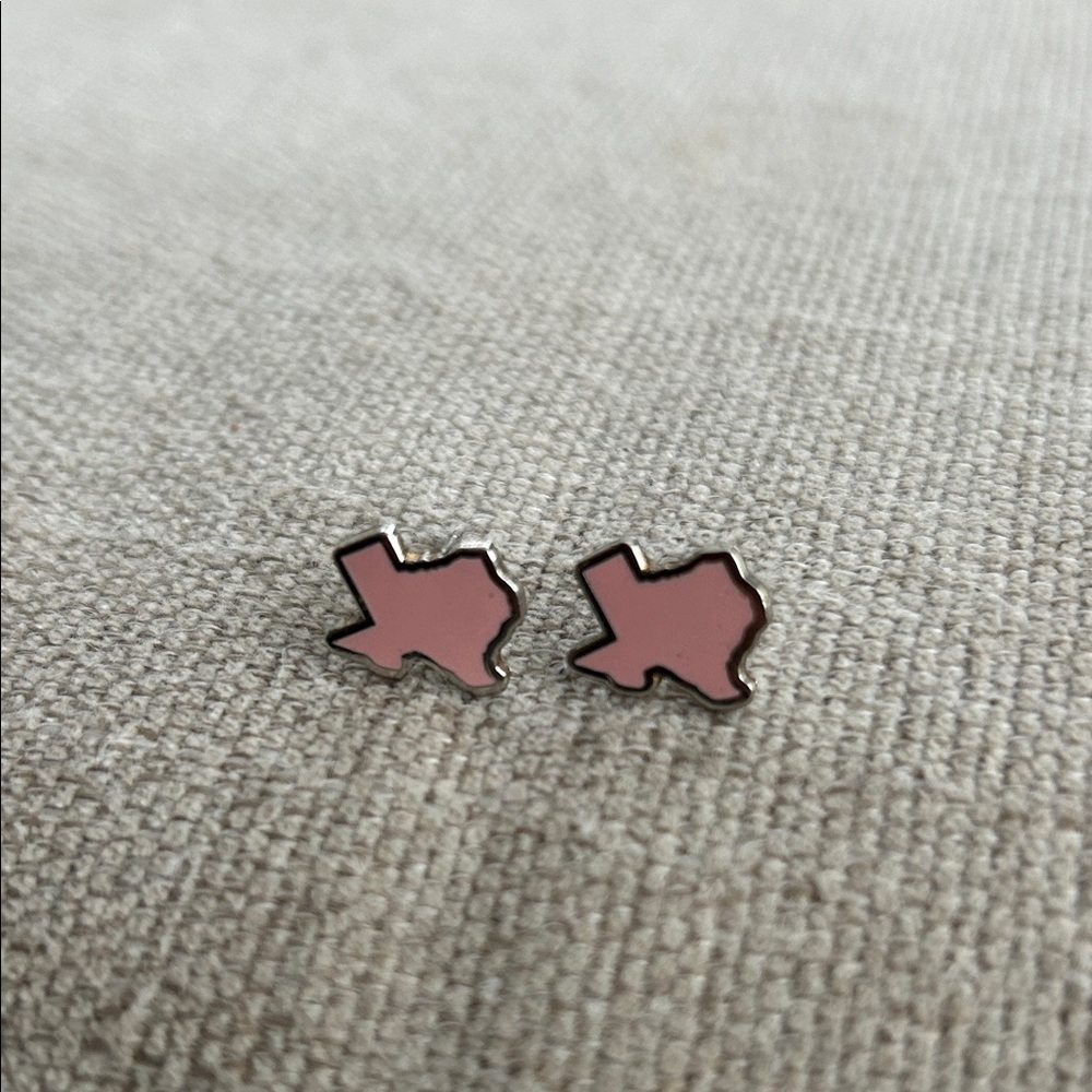 Pink Texas Shaped Stud Earrings